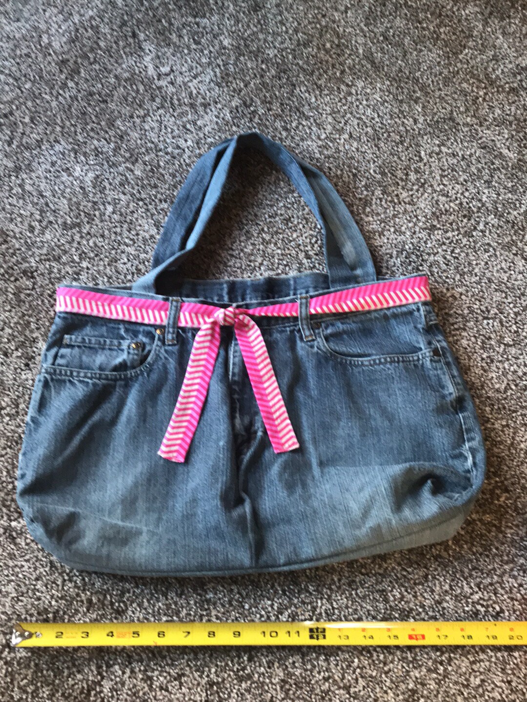 Denim bag, repurposed from Jeans MakerPlace by Michaels