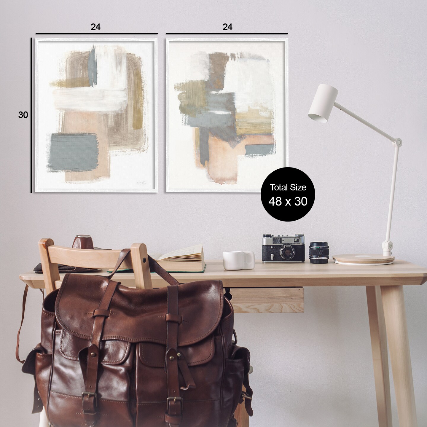 Stupell Industries Abstract Beige Brush Stroked Neutrals 2 pc Framed Giclee Wall Art Set Design by Stella Chang