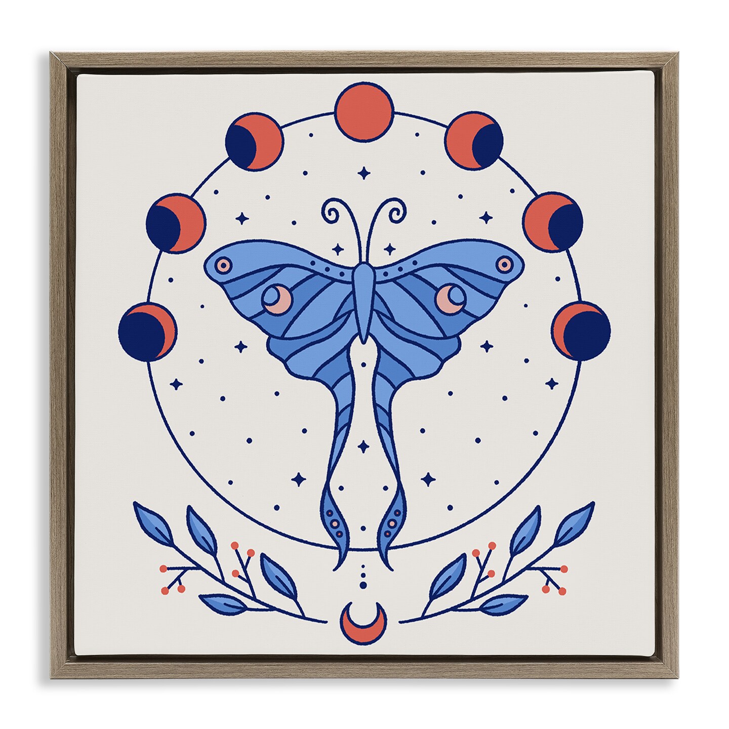 Stupell Industries Celestial Luna Moth Framed Floater Canvas Wall Art Design by Ahmed Sameh Hussein