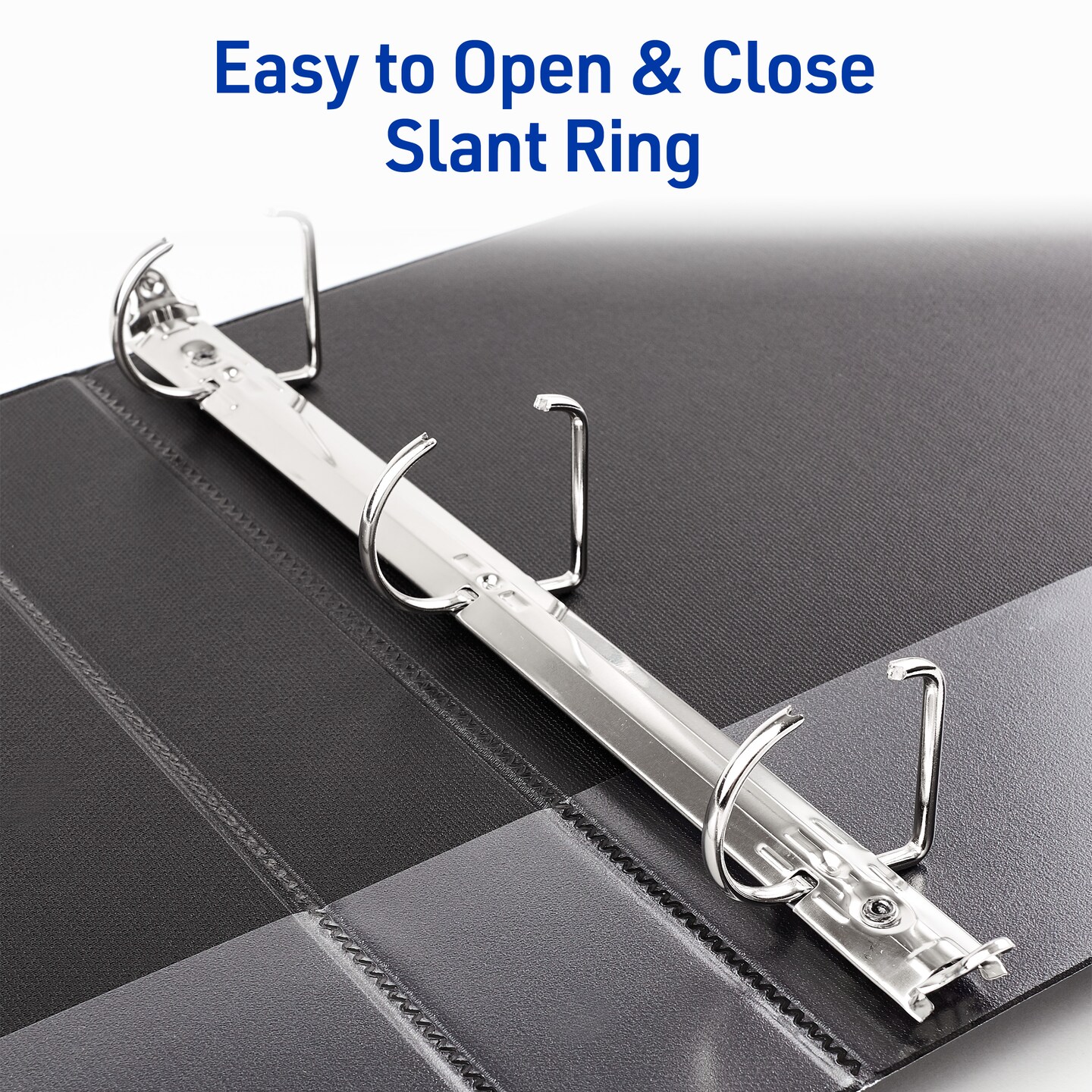 Avery Durable View 3 Ring Binders, 1.5 Inch Slant Rings, 375-Sheet Capacity, DuraHinge, 2.1 Inch Wide Spine, Customizable Clear Covers and Spine, 1 Black Binder (17021)