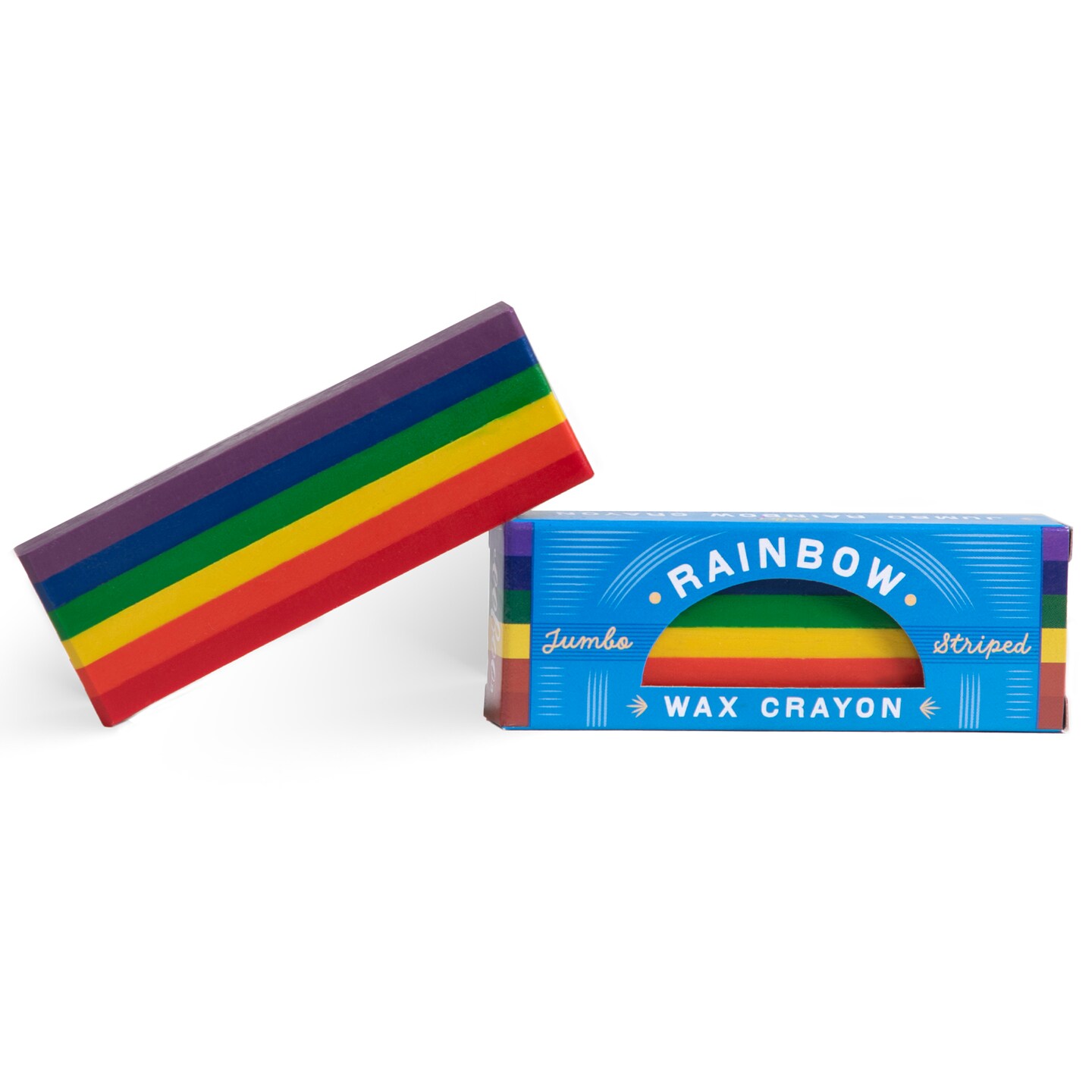 eeBoo: Jumbo Wax Crayon: Rainbow Striped &#x2013; 6 Vibrant Colors in One Chunky Crayon, 4&#x22; x 1.5&#x22; x 0.625&#x22; Block, Art &#x26; Coloring Supplies, Kids Ages 3+