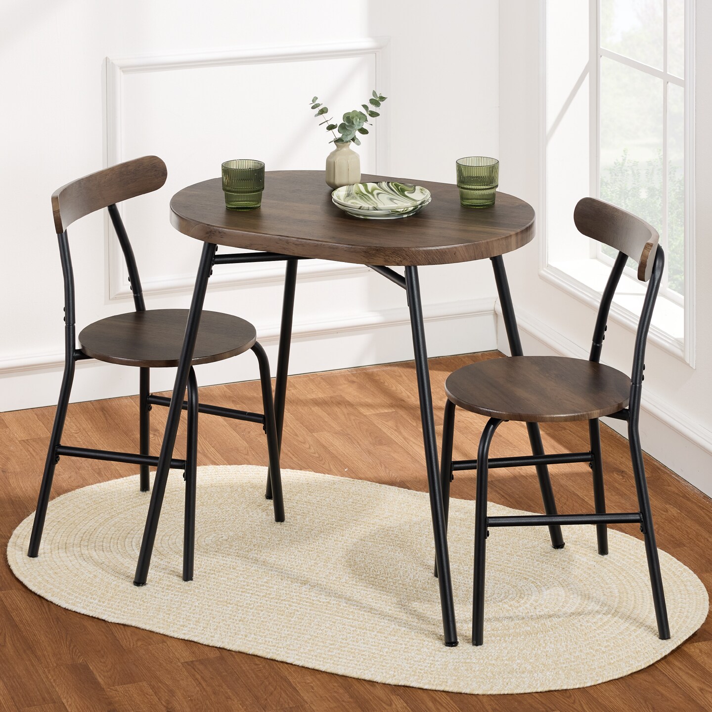Best Choice Products 3-Piece Modern Oval Dining Table Set, Small Kitchen Dinette w/ 2 Chairs