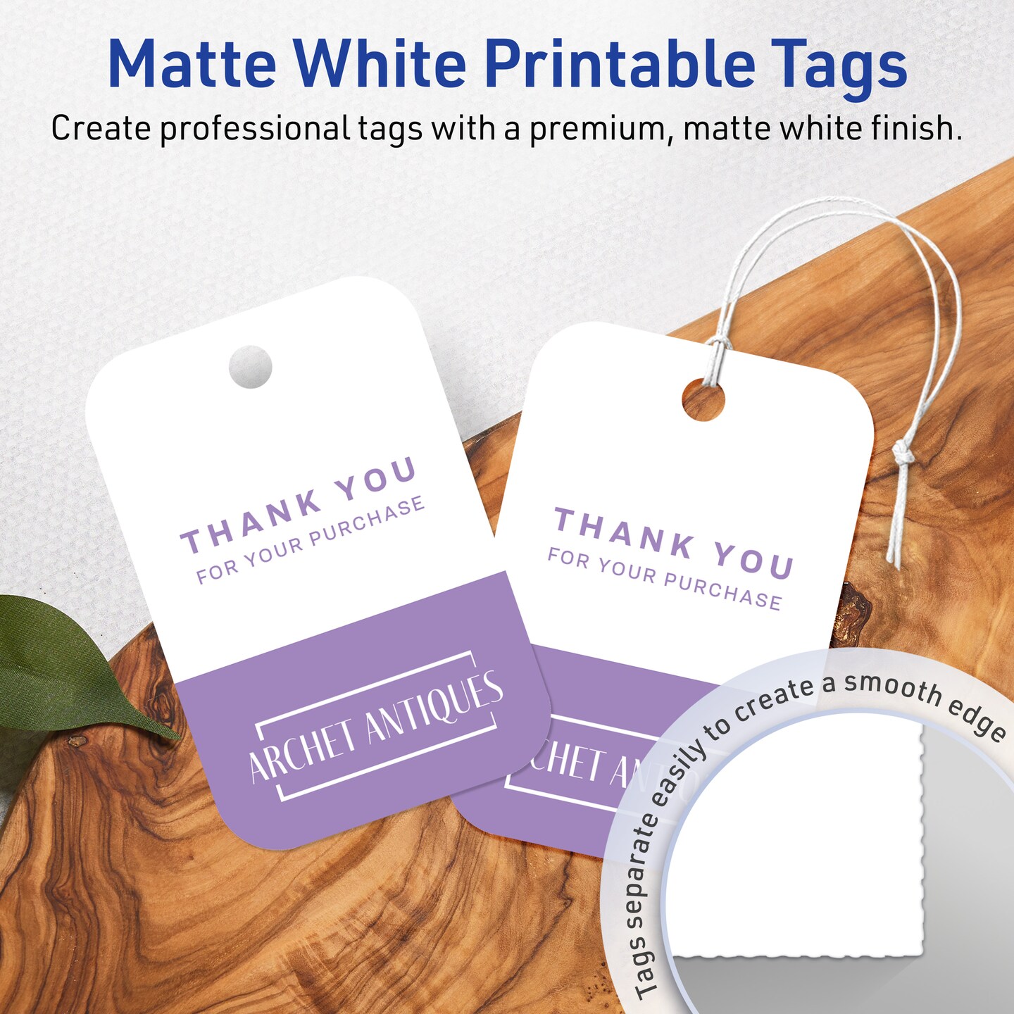 2&#x22; x 3&#x22; Rectangle Rounded Corners, Matte White Printable Tags
