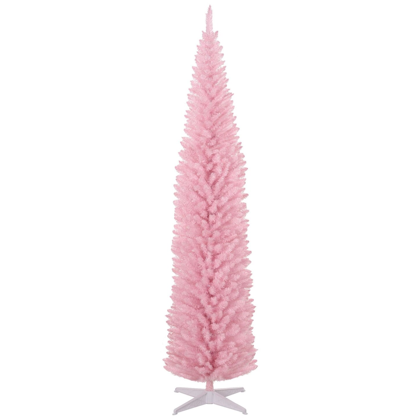 Edge Collections - 8' - Pink - Slim Artificial Pencil Christmas Tree for Easy Holiday Decorating - 1 Piece