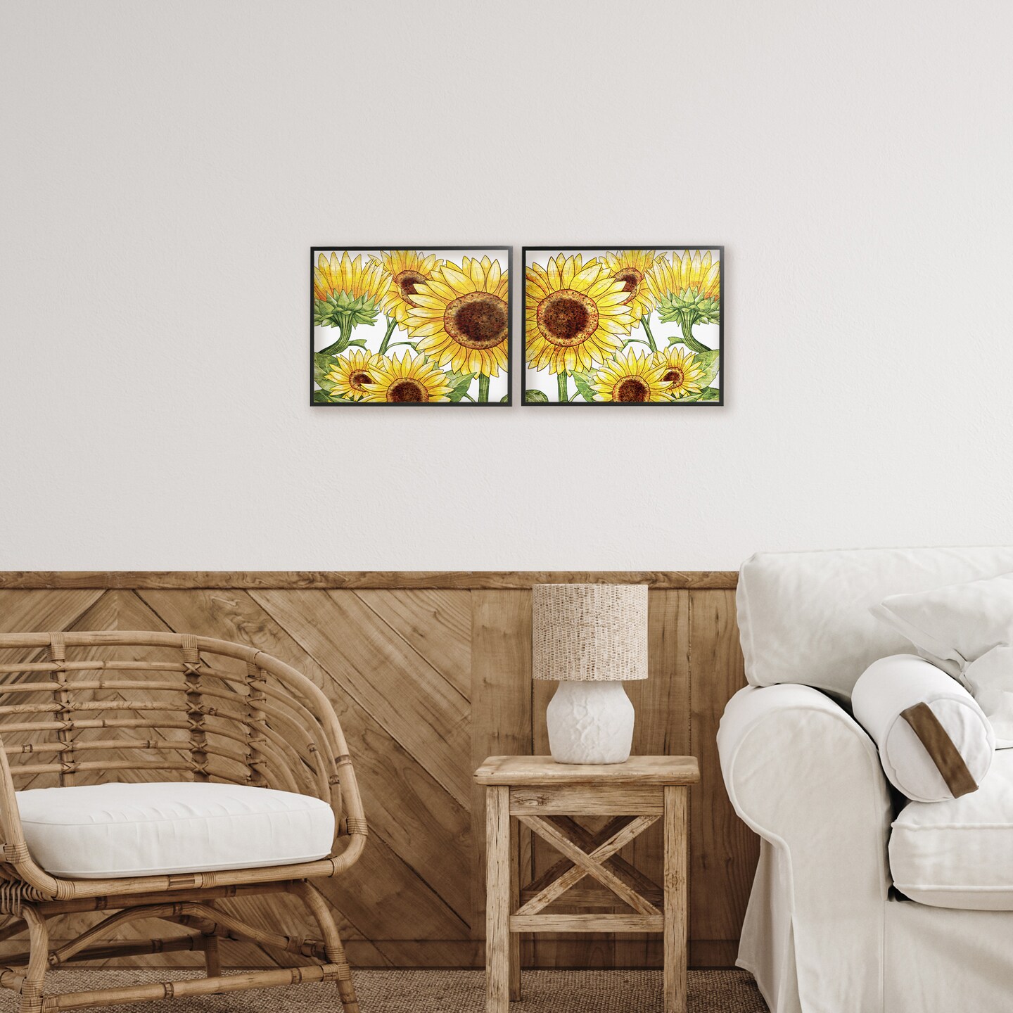 Stupell Industries Warm Blossoms Yellow Sunflowers 2pc Framed Giclee Set, design by Kim Allen