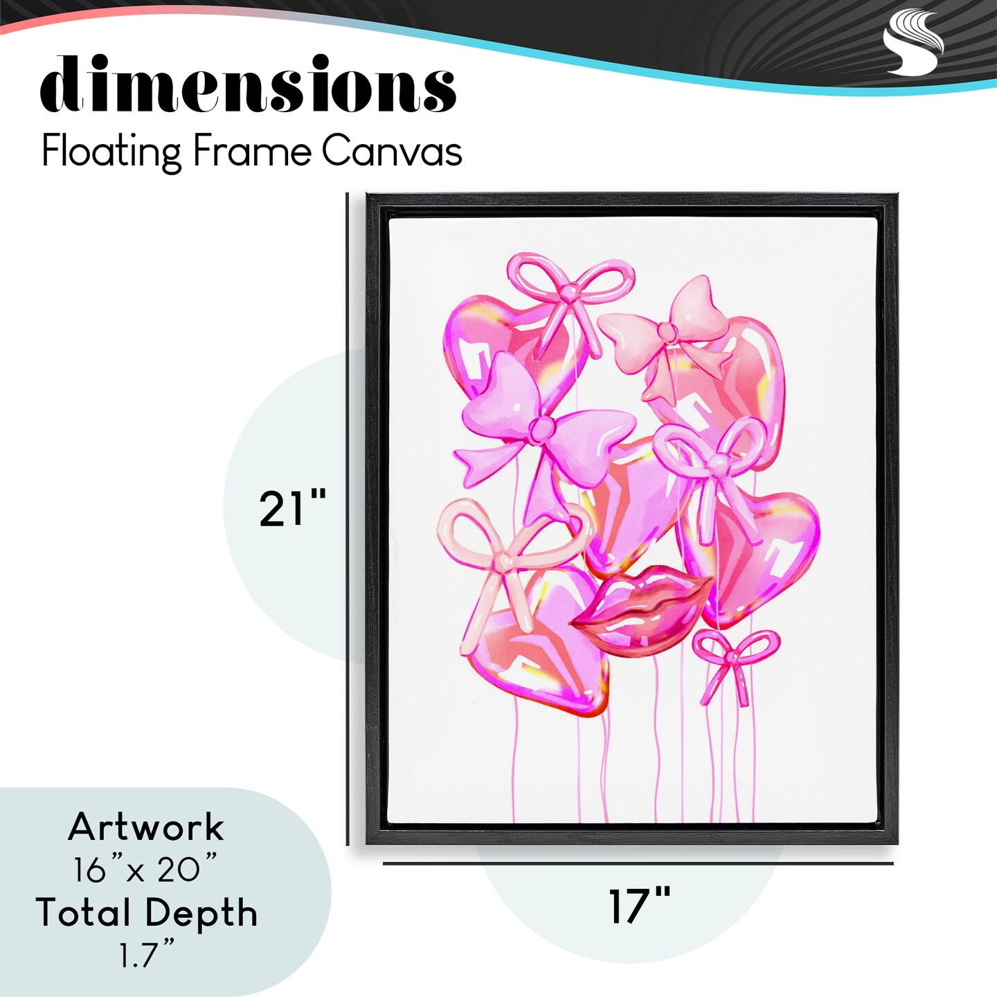 Stupell Industries Pink Heart and Bow Balloons Floating Frame, design by Ziwei Li