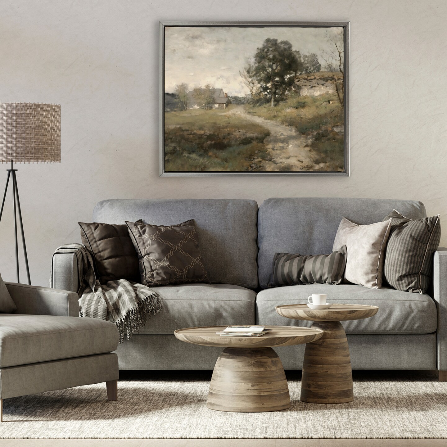 Stupell Industries Vintage Farmhouse Scenic Landscape Floating Frame, design by Riley B