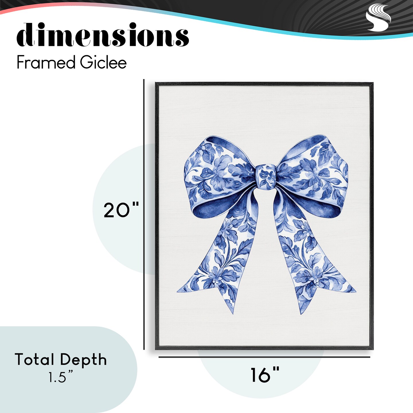 Stupell Industries Vintage Toile Flower Ribbon Framed Giclee, design by Lettered and Lined