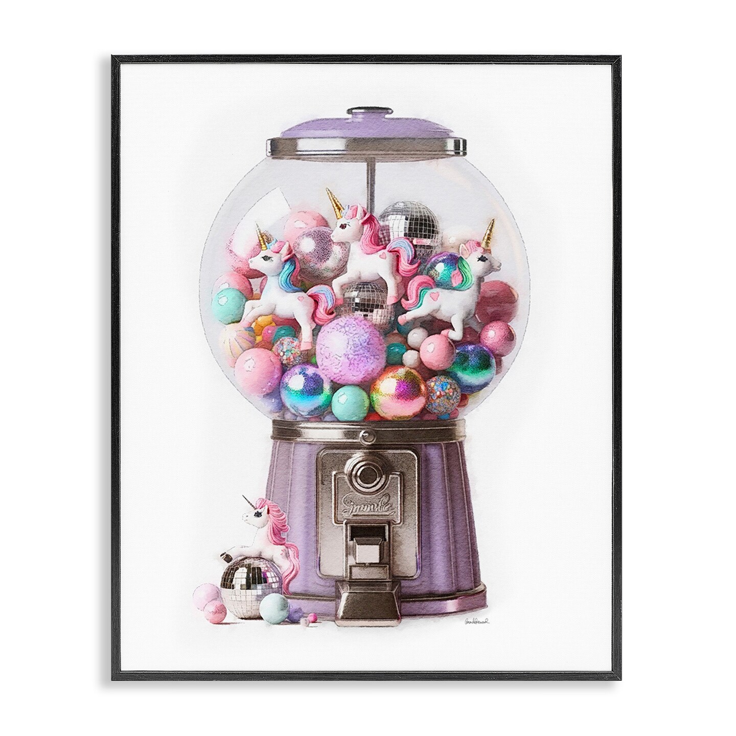 Stupell Industries Unicorn Gumball Machine Framed Giclee Design By Amanda Greenwood