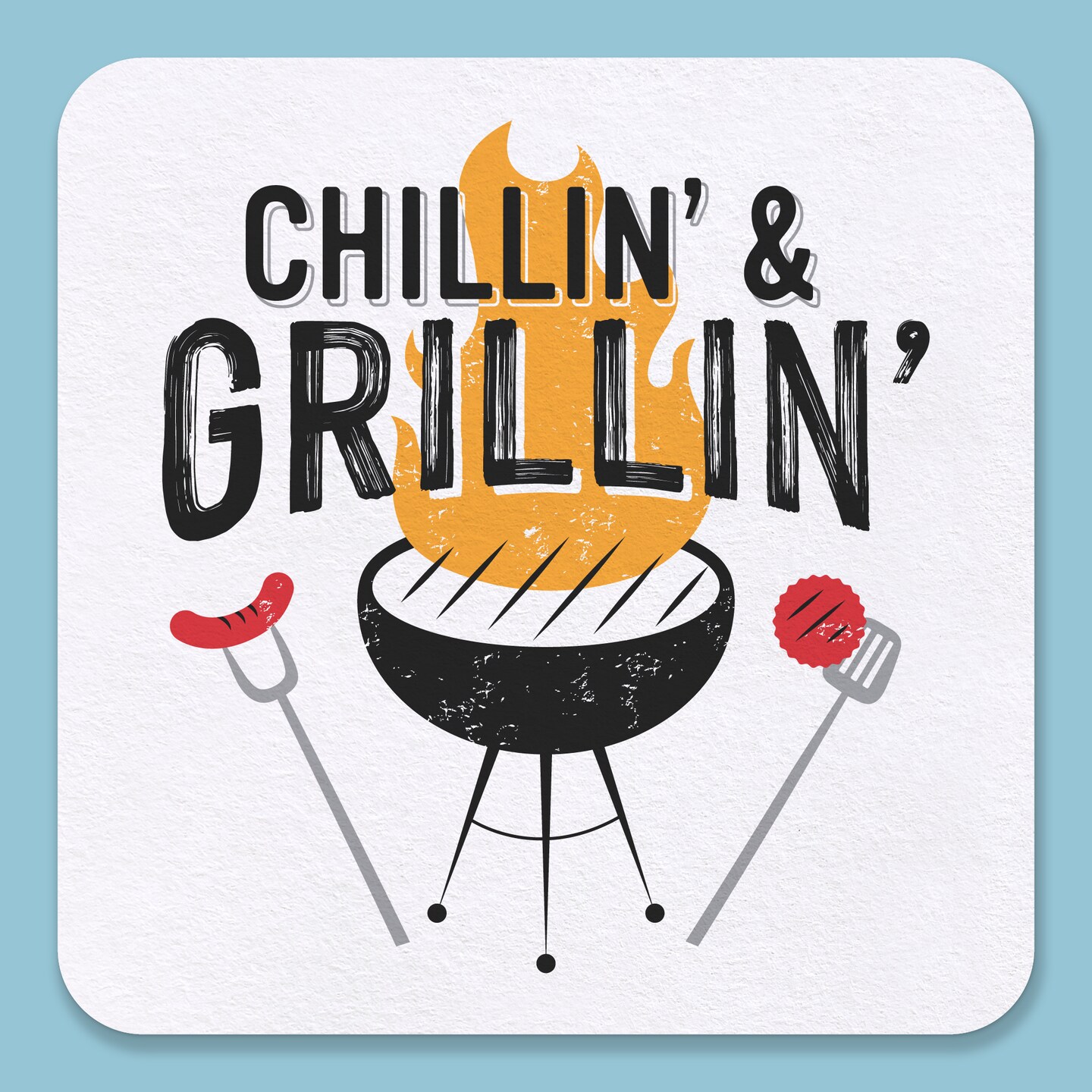 Big Dot of Happiness 25 Ct Chillin & Grillin Drink Coasters, 4-Inch Disposable Square Paper Coasters for Summer BBQ Picnic Birthday Party