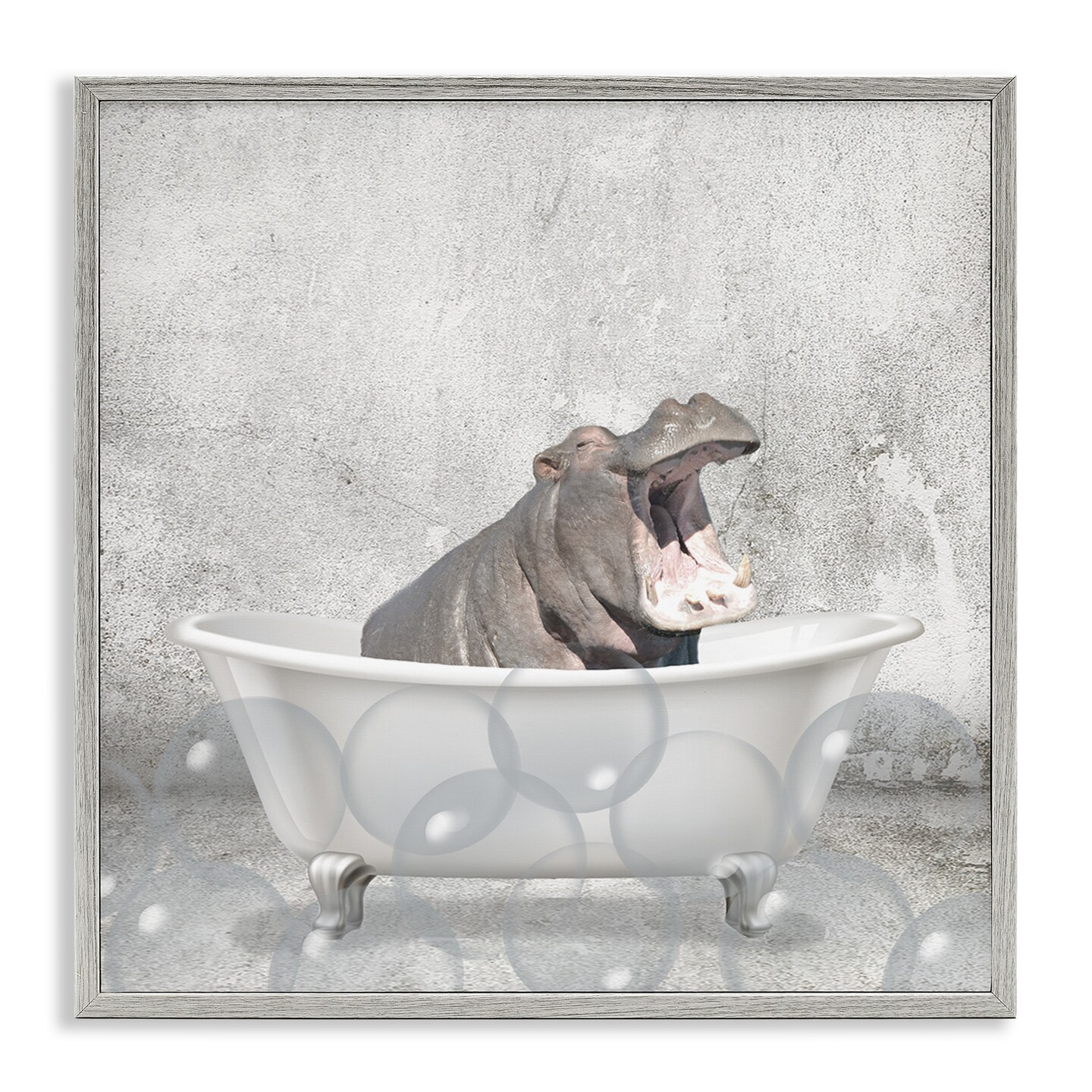 Stupell Industries Baby Hippo Bath Time Framed Giclee Art