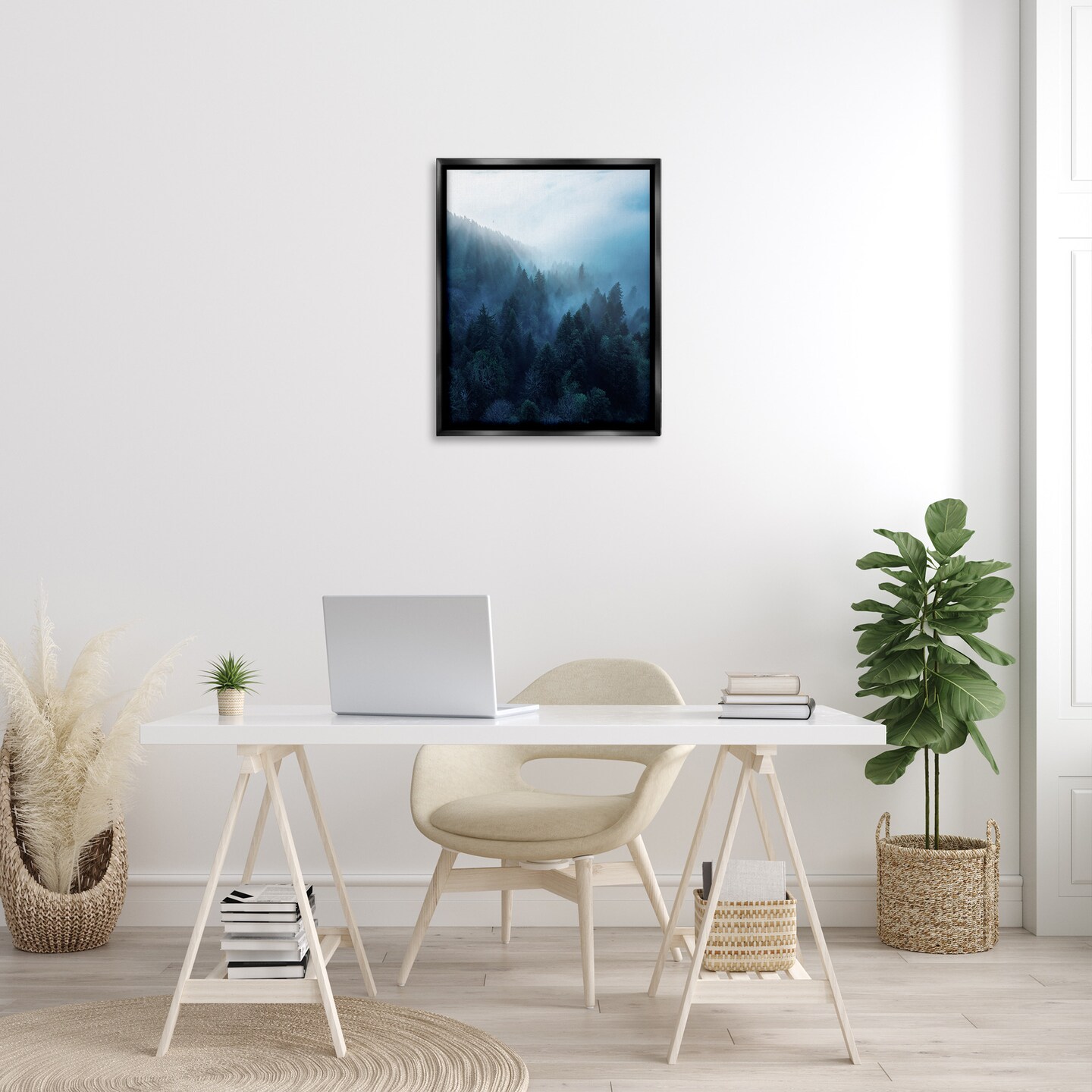 Stupell Industries Daylight over Pine Forest Framed Floater Canvas Wall Art