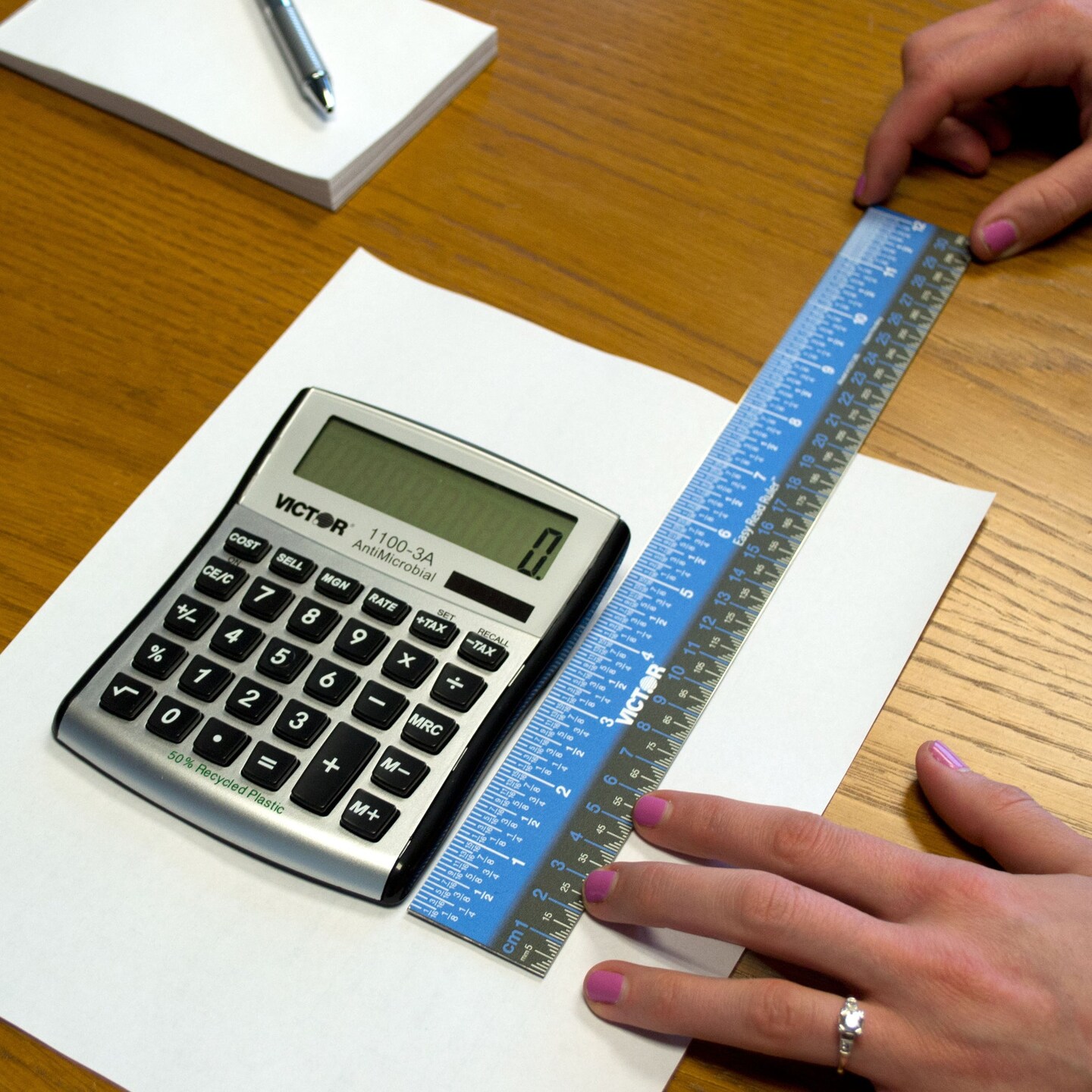 Easy Read&#x2122; Ruler, Stainless Steel, Blue/Black, 18&#x22;