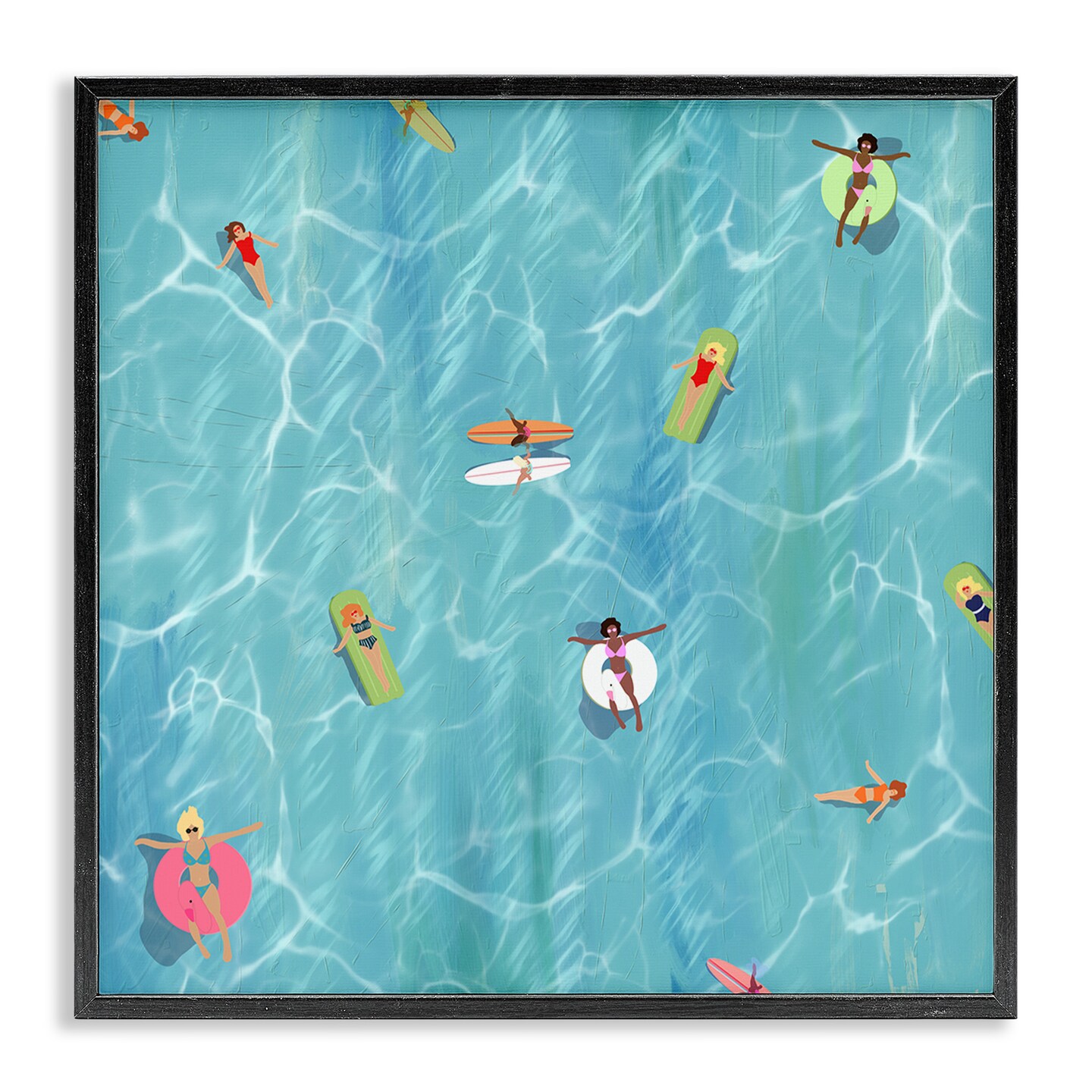 Stupell Industries Swimming Aerial Summer View Framed Giclee Art