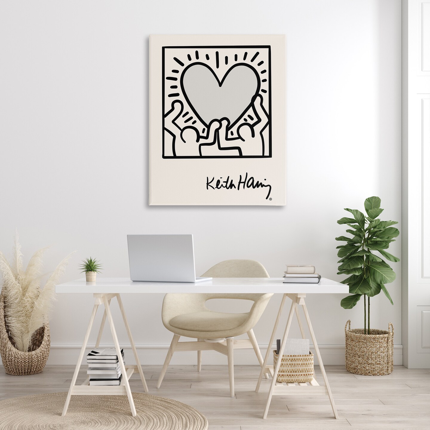 Stupell Industries Classic Heart Symbol Keith Haring Canvas Wall Art