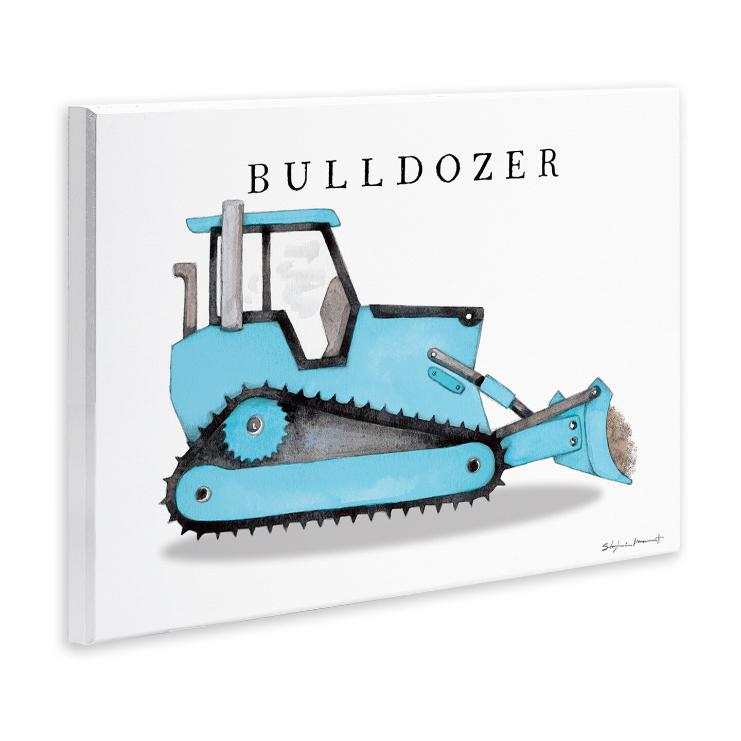 Stupell Industries Blue Bulldozer Construction Machine Wall Plaque Art