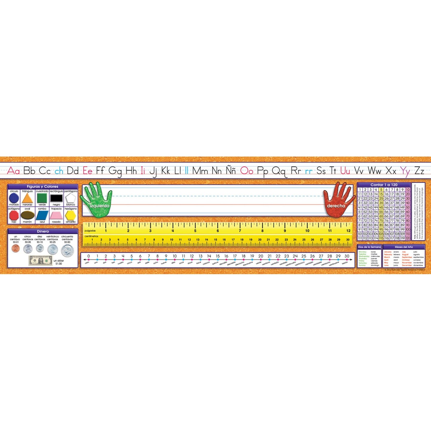 Traditional Manuscript Spanish Desk Plates, 19&#x22; x 5&#x22;, Pack of 36