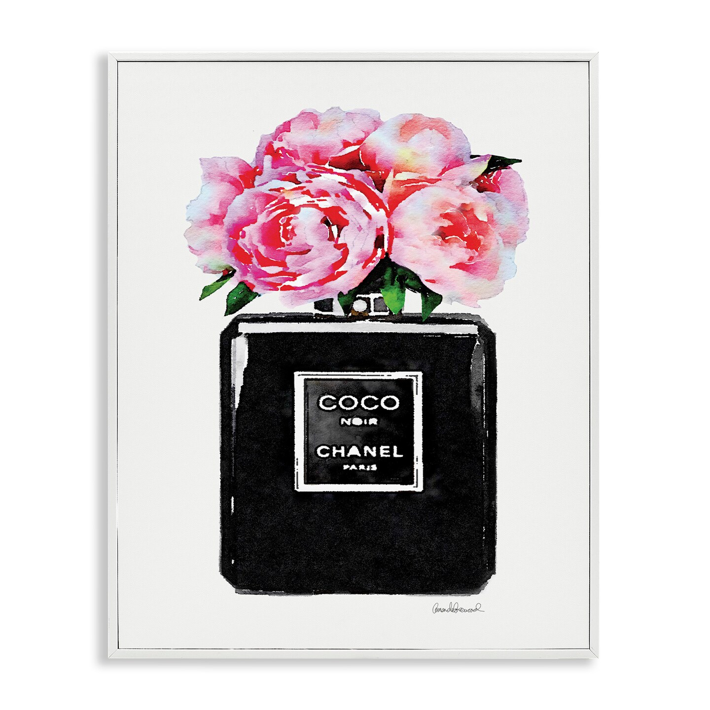 Stupell Industries Glam Perfume Bottle Flowers Framed Giclee Art