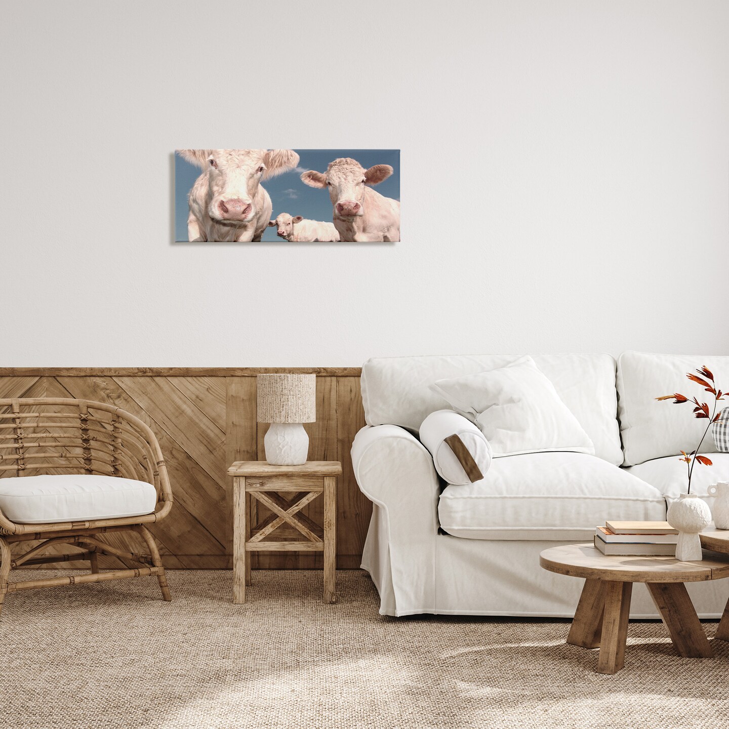 Stupell Industries Three White Cows Canvas Wall Art
