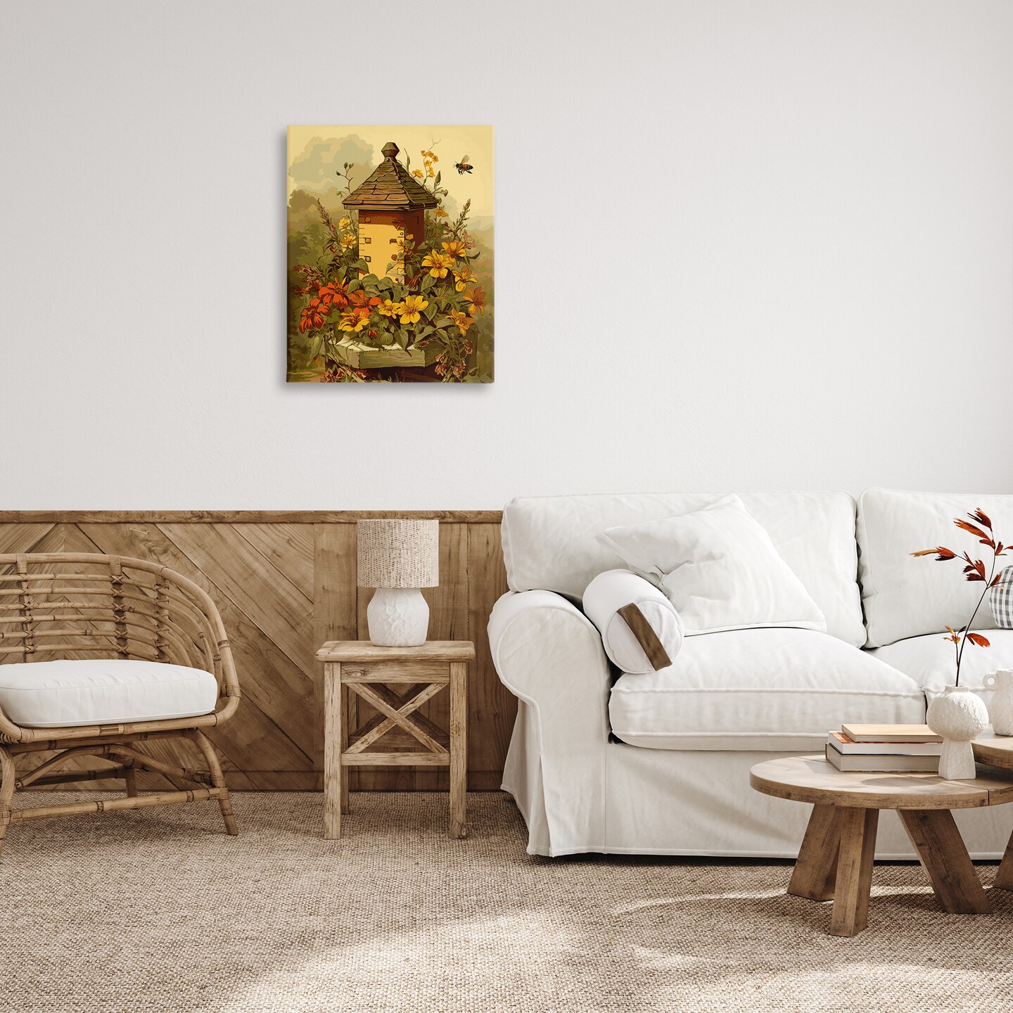 Stupell Industries Bees &#x26; Floral Architecture Canvas Wall Art