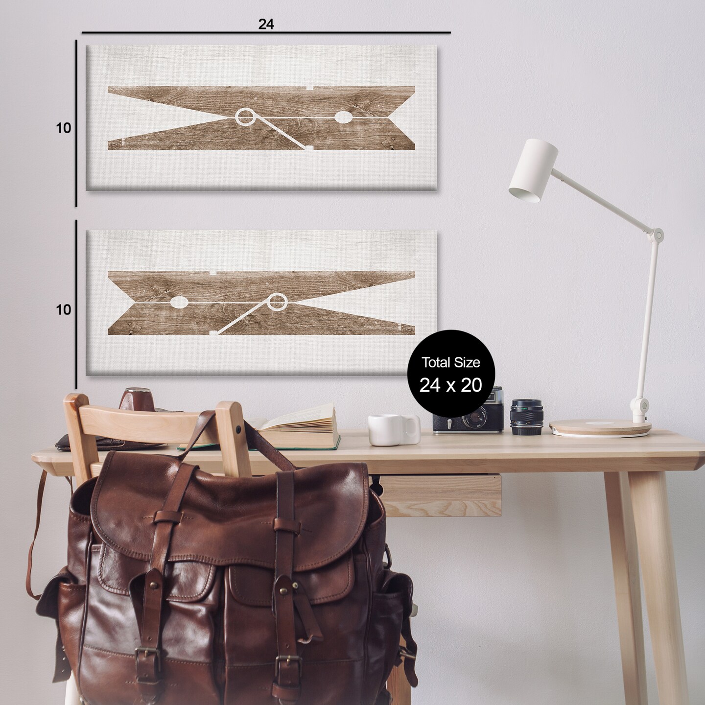 Stupell Industries Minimal Laundry Clothespins Canvas Wall Art