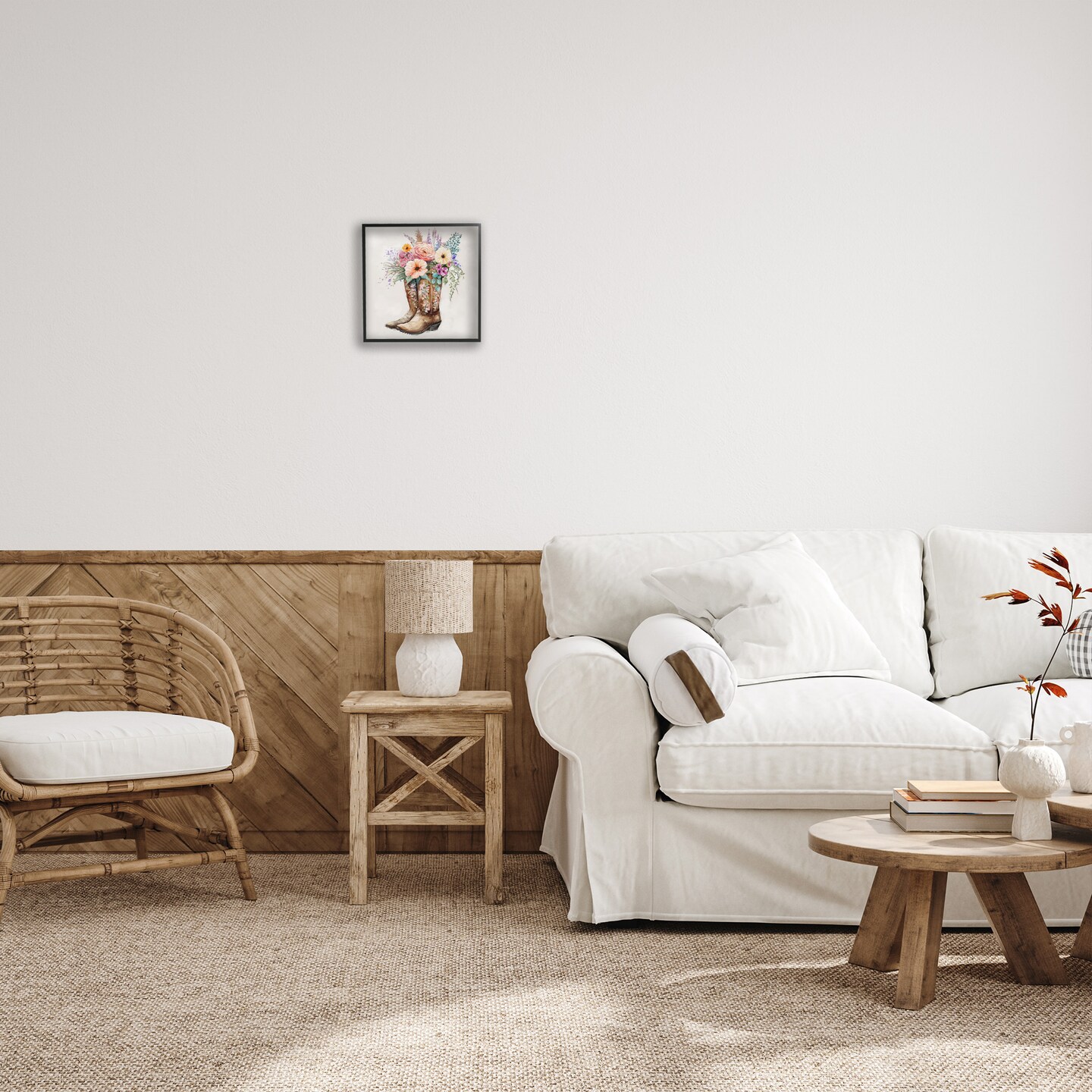 Stupell Industries Country Cowboy Boots Bouquet Black Framed Giclee Art