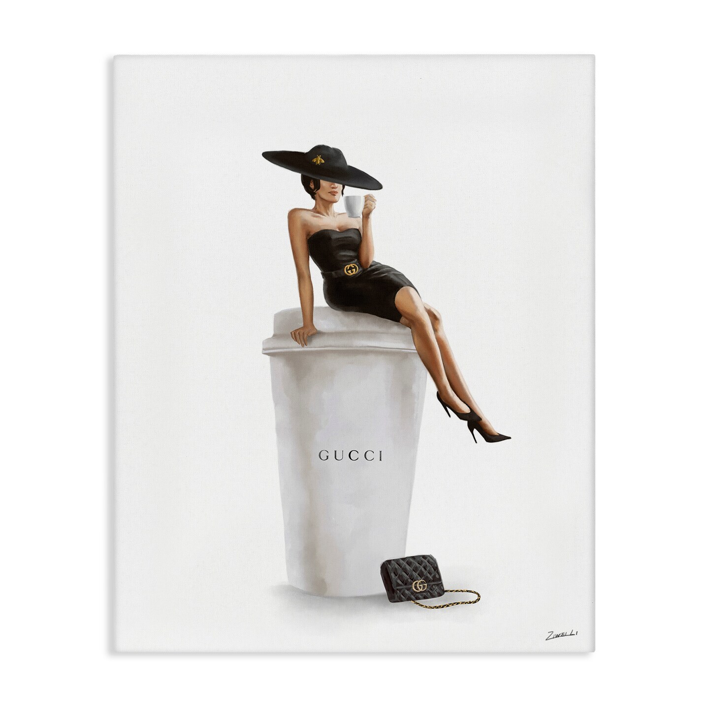 Stupell Industries Stylish Fashion Female Pose Coffee Canvas Wall Art