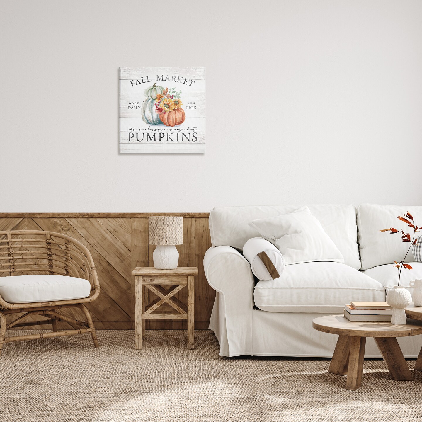 Stupell Industries Fall Country Market Pumpkins Canvas Wall Art