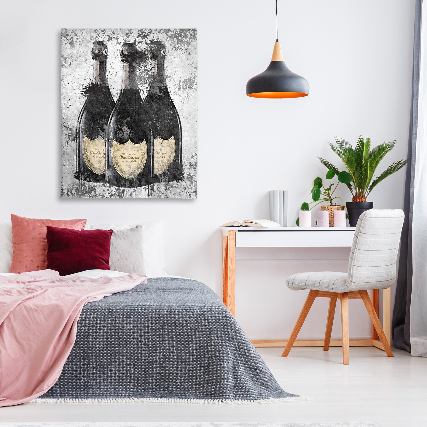 Stupell Industries Champagne Bottles Grey & Gold Canvas Wall Art