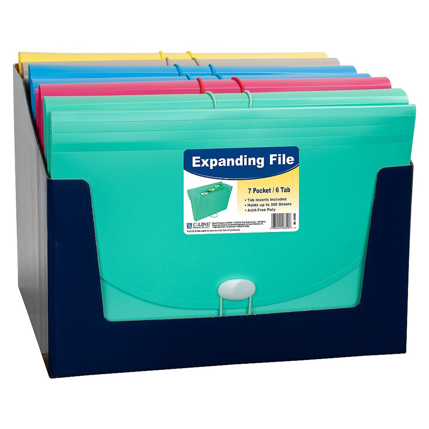 7-Pocket Expanding File, Assorted Tropic Tones