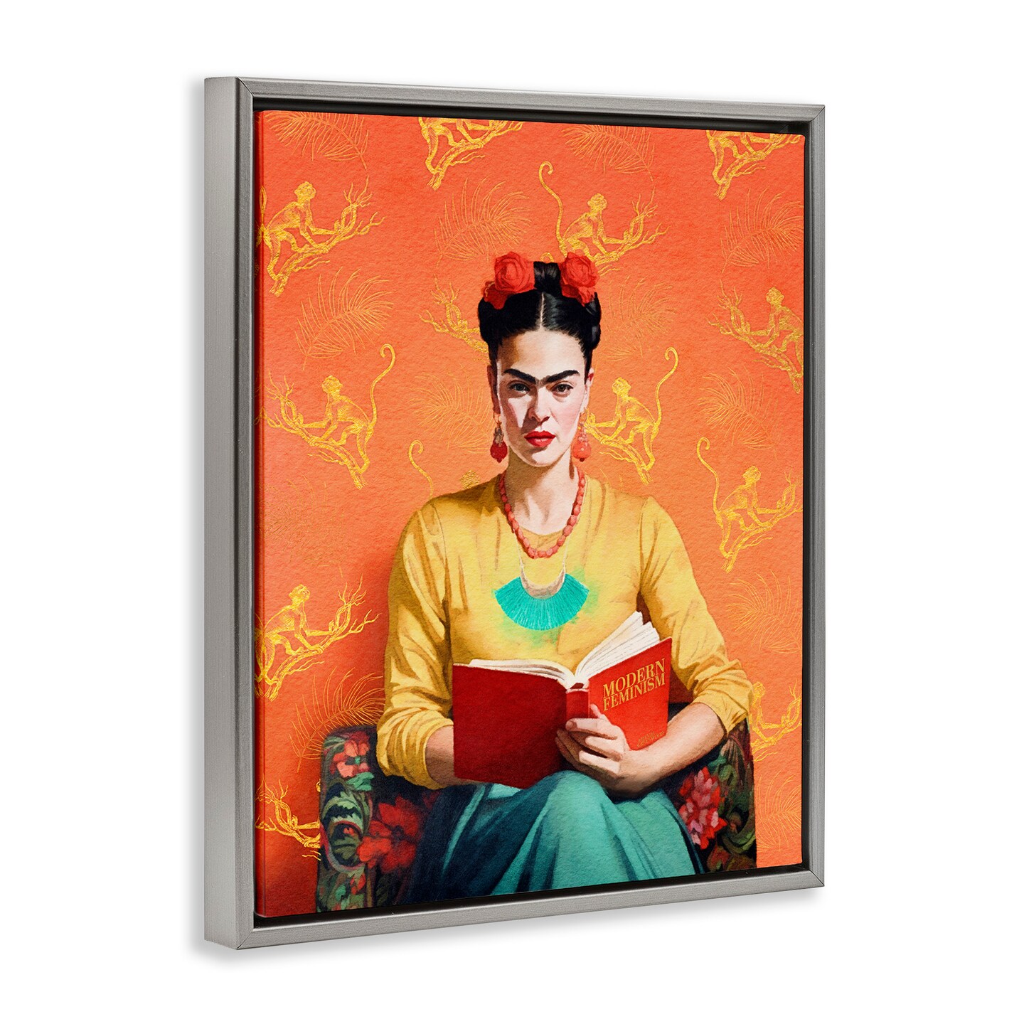Stupell Industries Modern Frida Kahlo Framed Floater Canvas Wall Art