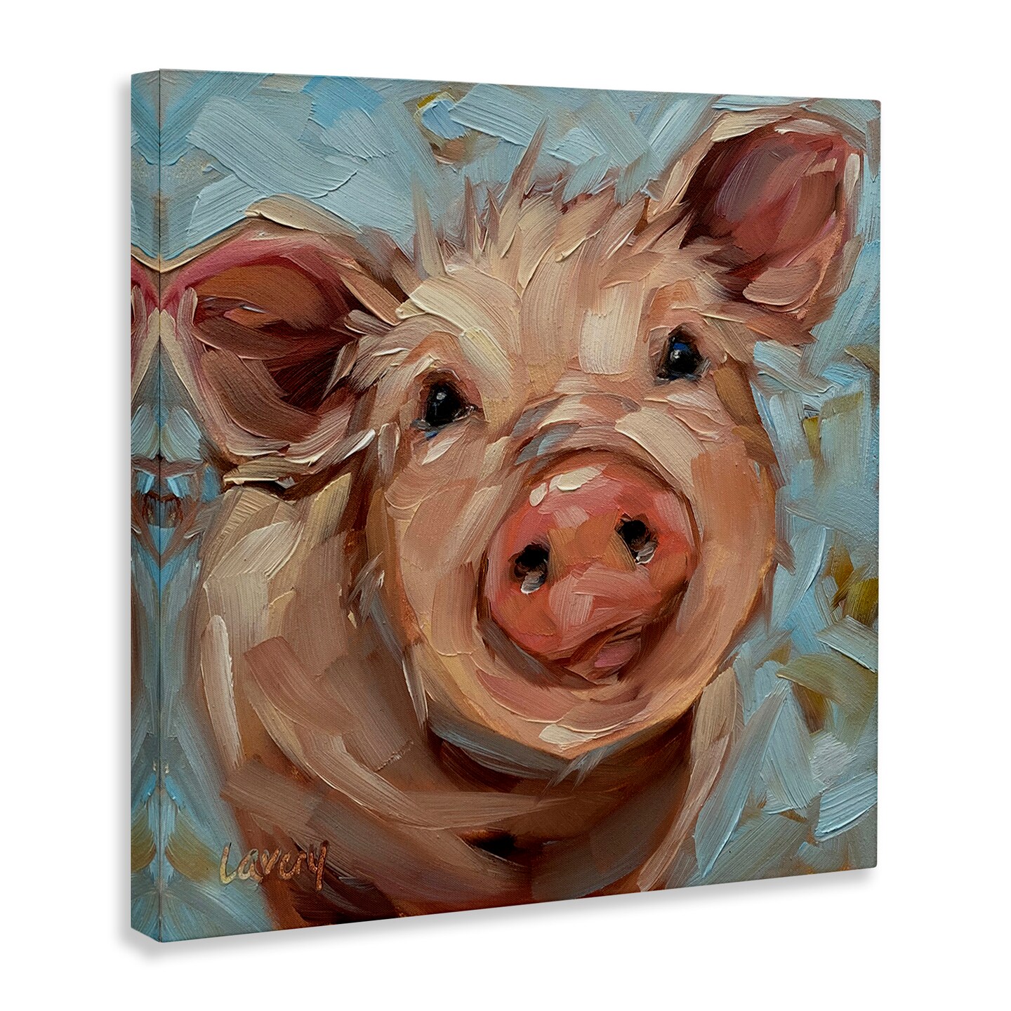 Stupell Industries Modern Pig Portrait Farm Animal Canvas Wall Art