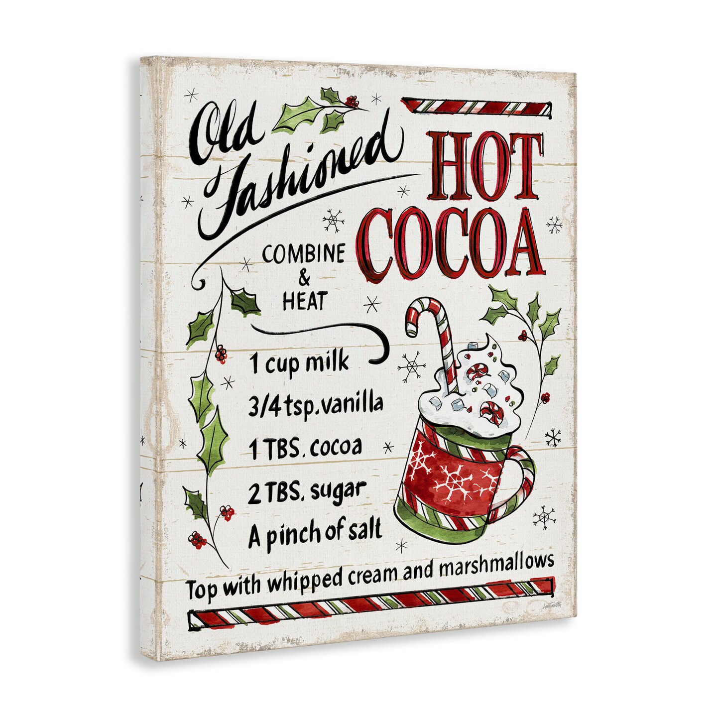 Stupell Industries Old Fashioned Hot Cocoa Recipe Canvas Wall Art