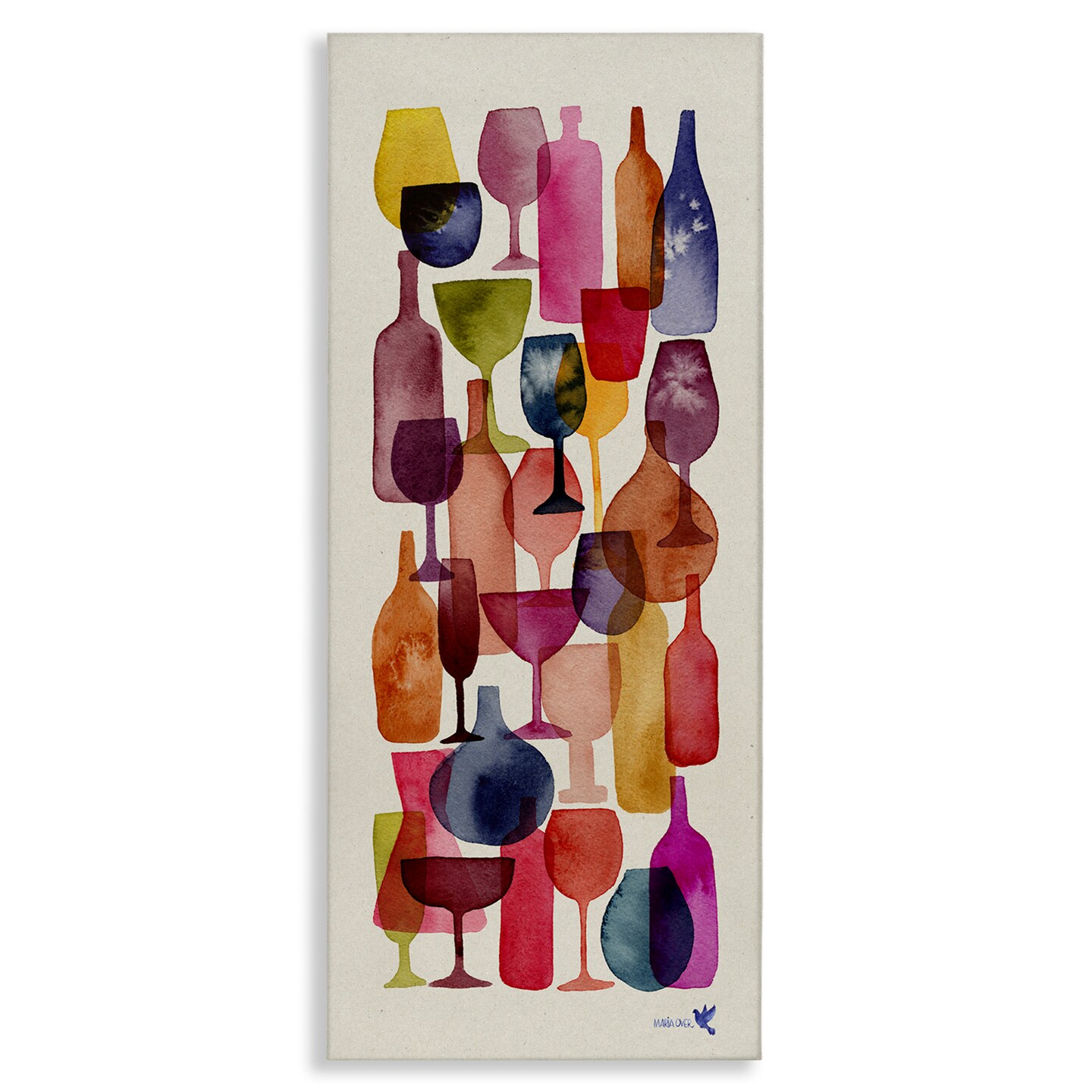 Stupell Industries Layered Wine Glasses Painting Canvas Wall Art