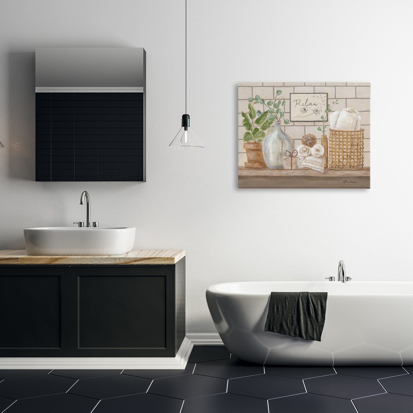 Stupell Industries Uplifting Bathroom Spa Relax Scene Canvas Wall Art