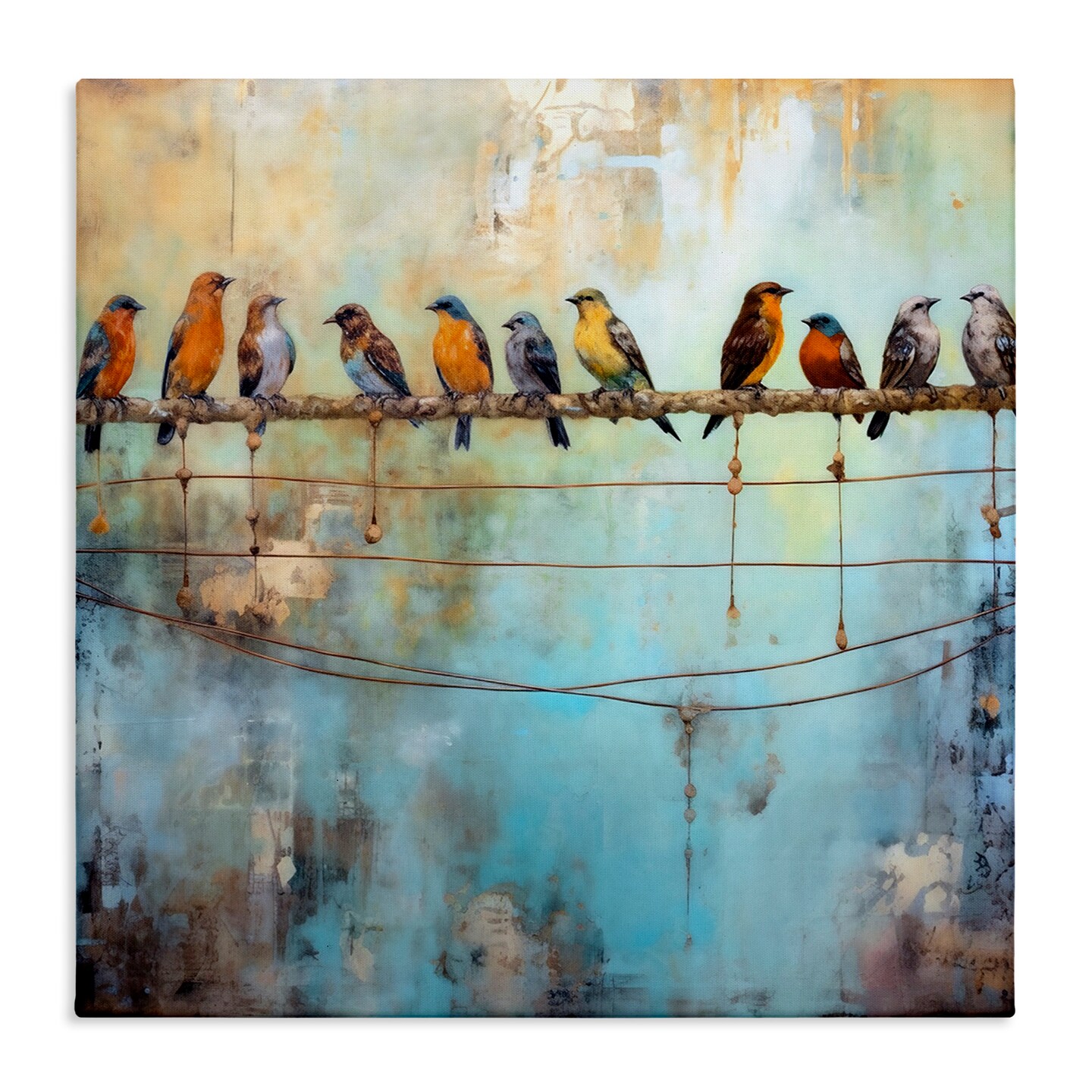 Stupell Industries Abstract Perched Birds Canvas Wall Art
