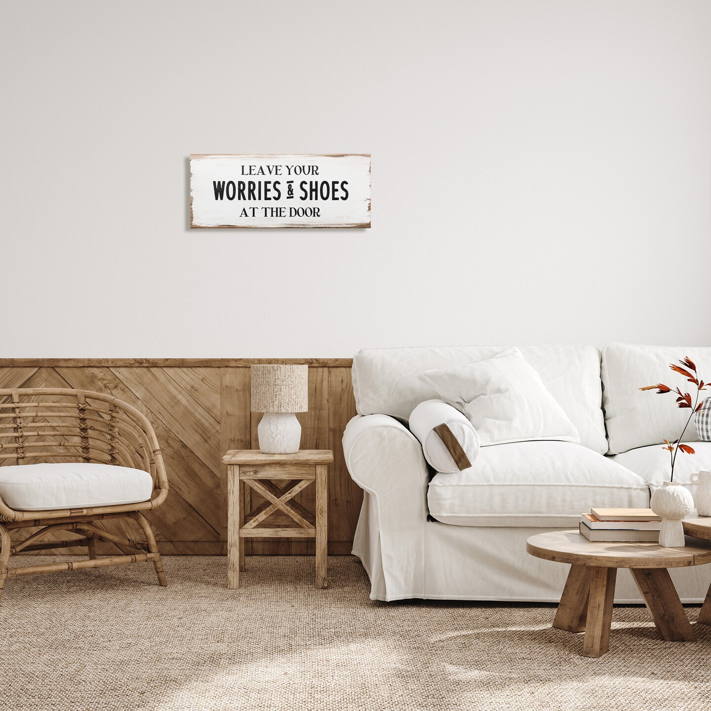 Stupell Industries Worries &#x26; Shoes At Door Phrase Canvas Wall Art
