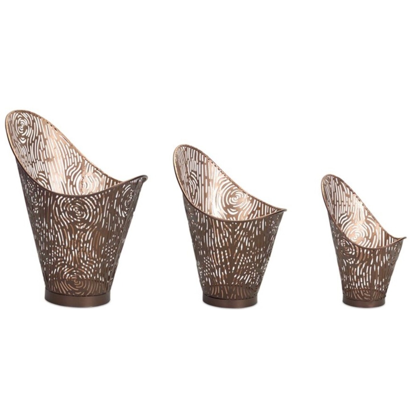 Melrose Abstract Swirl Storage Baskets - 13.25&#x22; - Bronze - Set of 3
