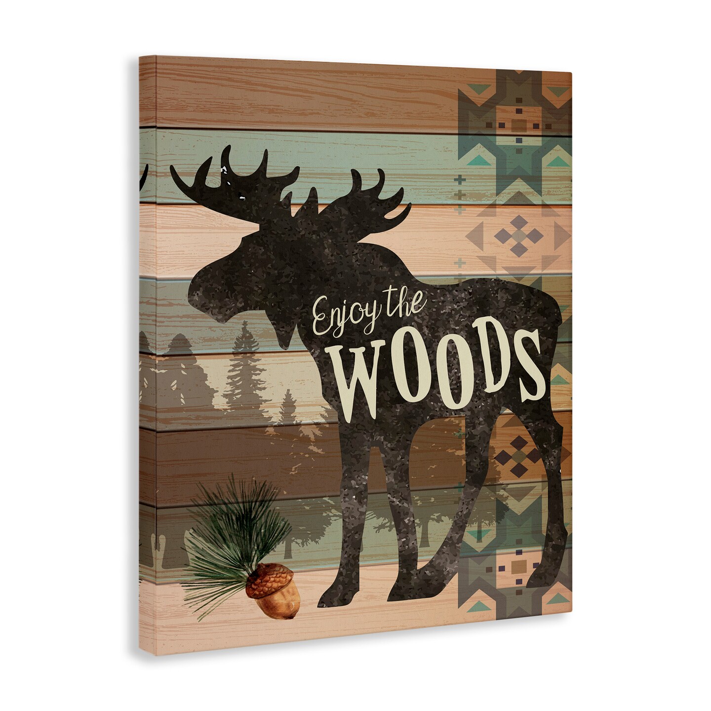 Stupell Industries Enjoy The Woods Patterned Moose Canvas Wall Art