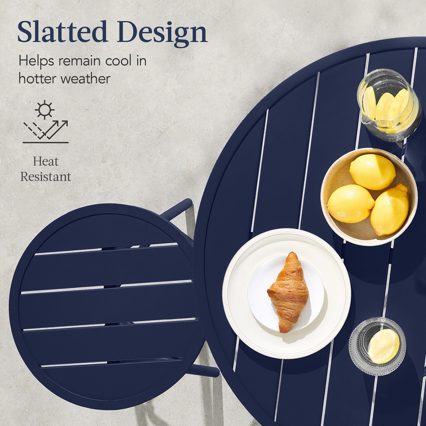 Best Choice Products 3-Piece Steel Patio Bar Height Round Bistro Set w/ Backless Stools, Slatted Design