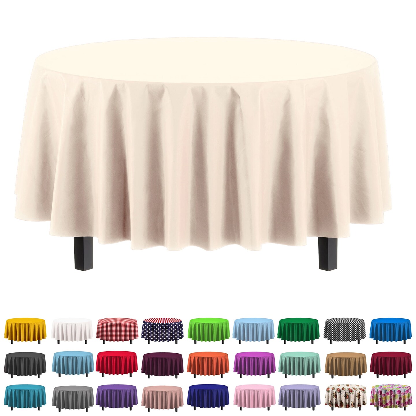 Exquisite Disposable Round Plastic Tablecloths &#x2013; 12 Pack 84&#x22; Disposable Table Cloths &#x2013; Indoor/Outdoor Party Tablecloth &#x2013; Round Plastic Table Cover for Events &#x26; Party Supplies