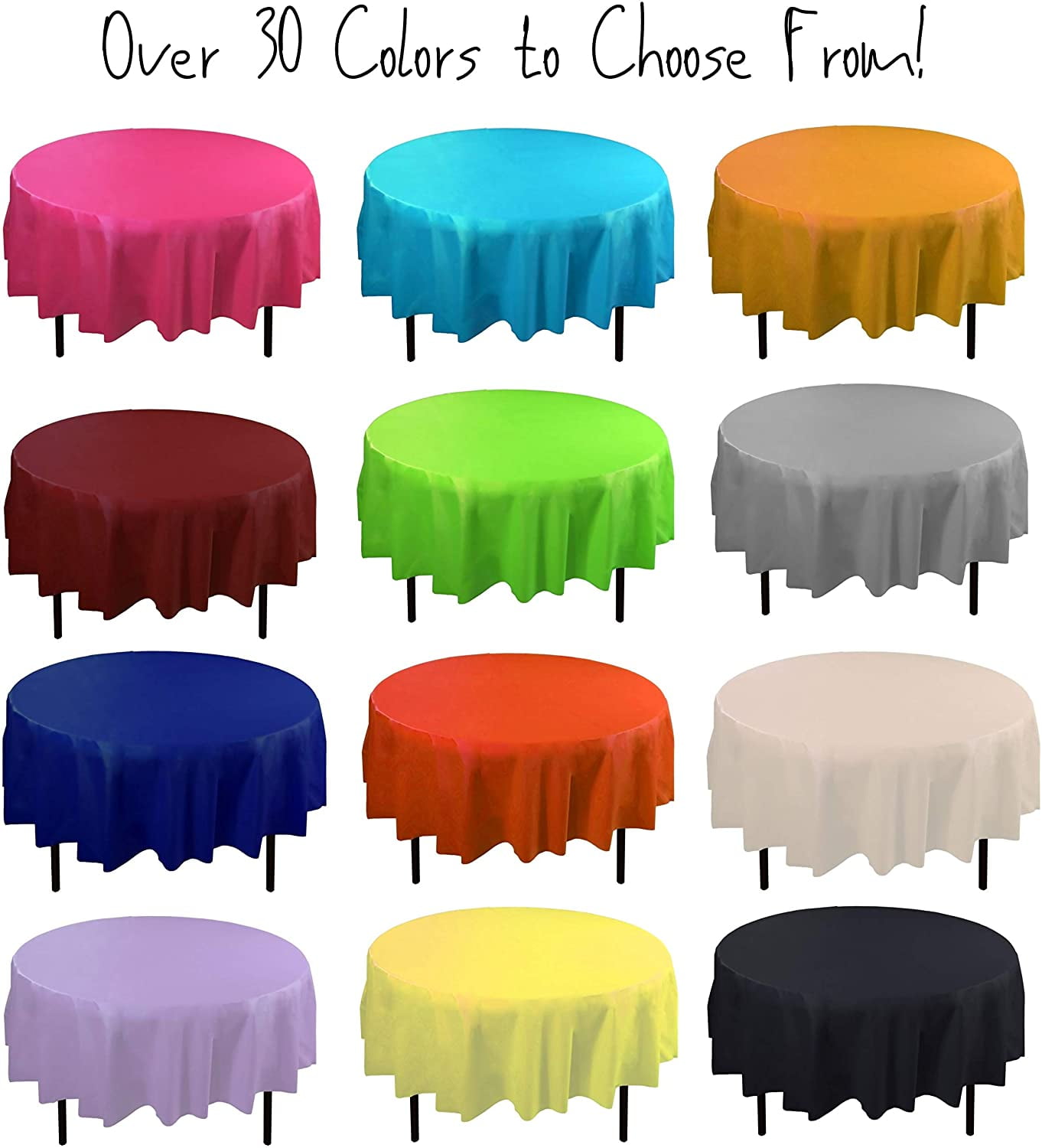 Exquisite Disposable Round Plastic Tablecloths &#x2013; 12 Pack 84&#x22; Disposable Table Cloths &#x2013; Indoor/Outdoor Party Tablecloth &#x2013; Round Plastic Table Cover for Events &#x26; Party Supplies