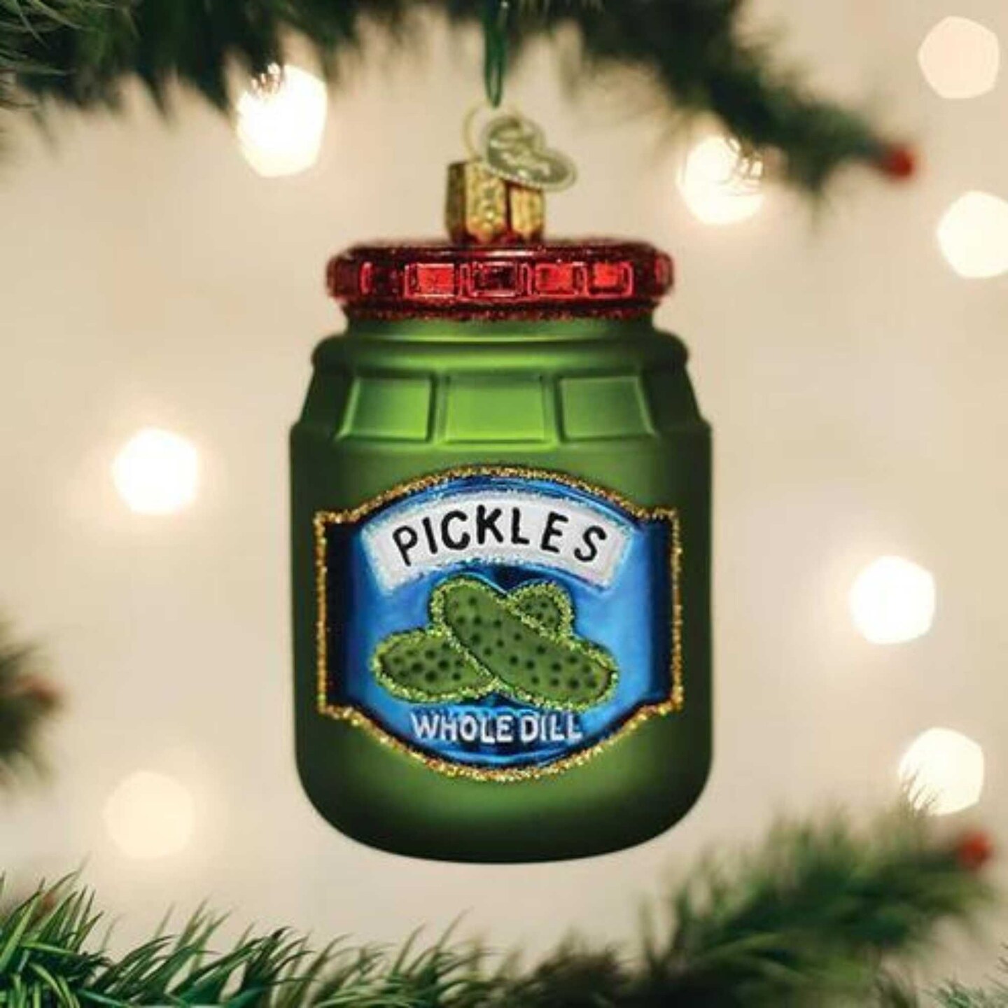 Old World Christmas 3.5 Inch Jar Of Pickles Christmas Tree Ornament , Whole Dill