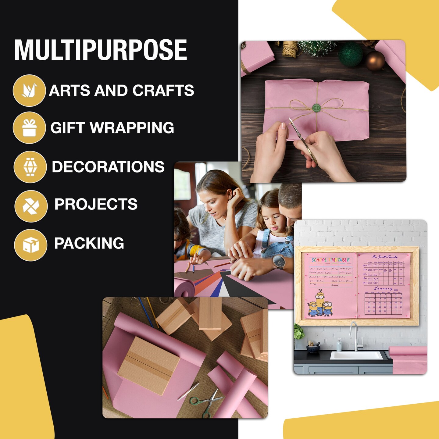 Kraft Paper Roll 17.75" X 1320" (110' Ft) Colored Paper Roll - Packing Paper Roll - Craft Supplies - Kraft Wrapping Paper Perfect as Shipping Paper Craft Paper Roll by Crown Display