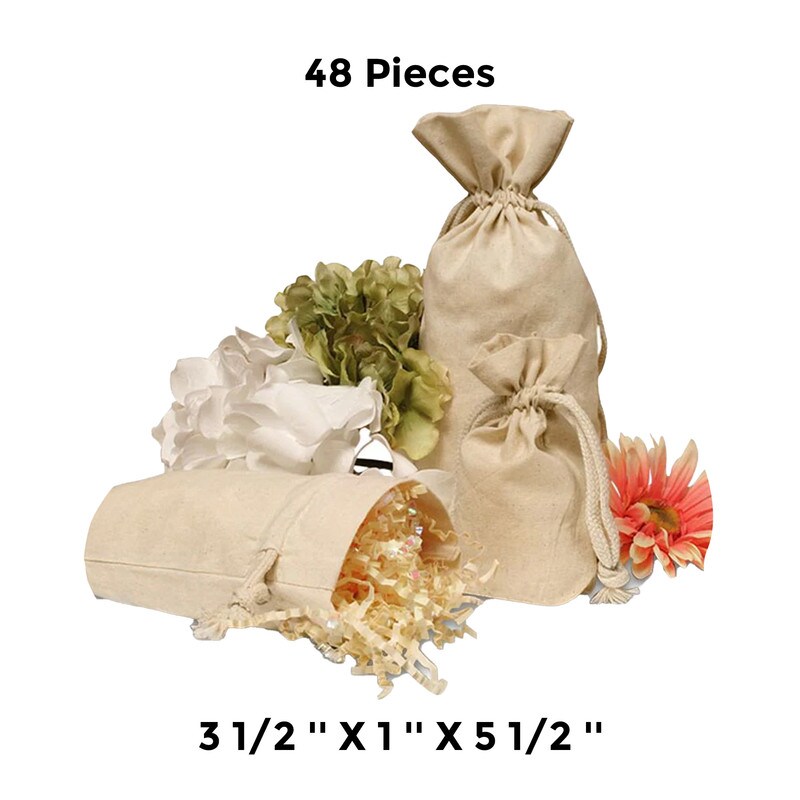 Compact Flat Bottom Cotton Muslin Bag 3 1/2&#x22; x 1&#x22; x 5 1/2&#x22;