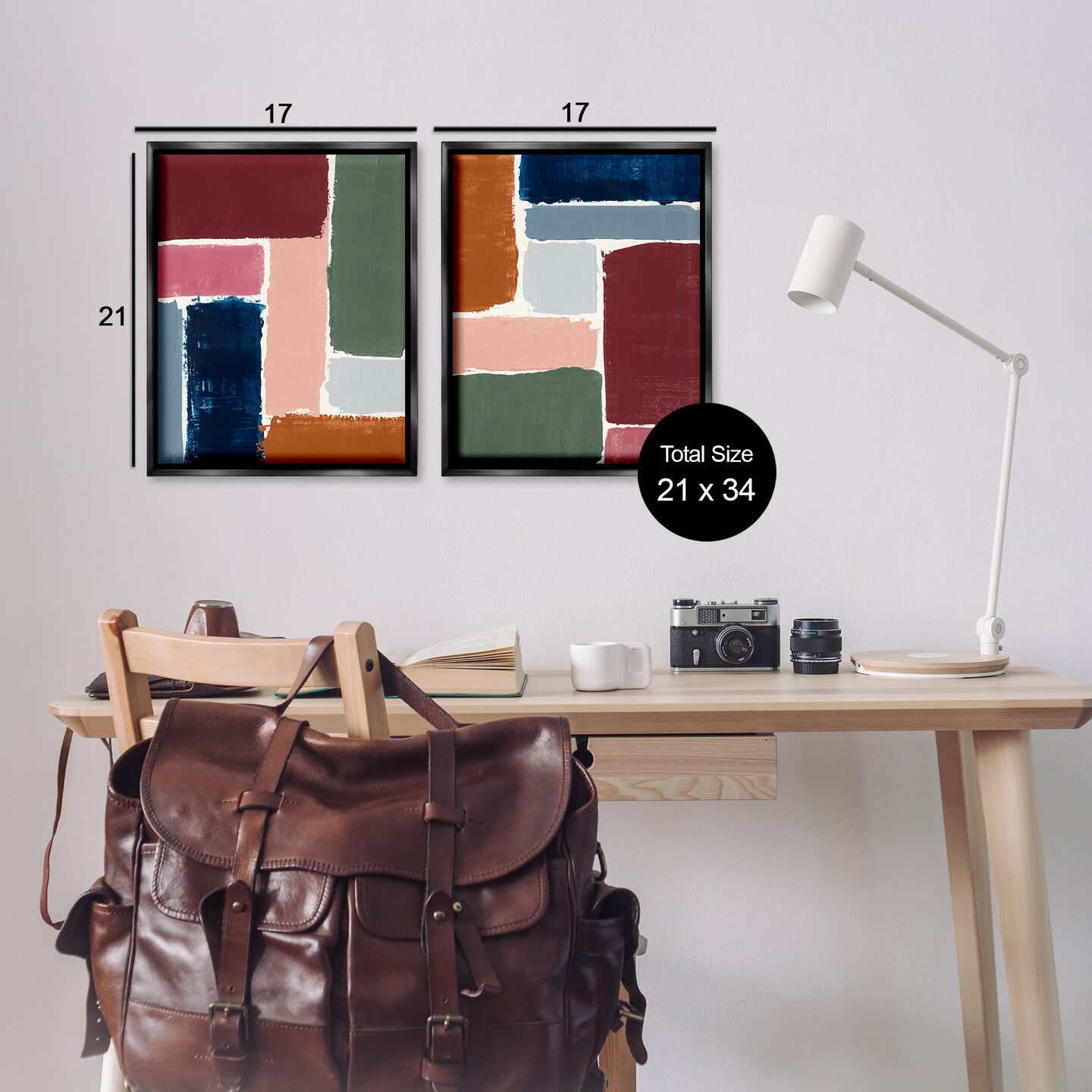 Stupell Industries Abstract Modular Color Block 2 pc Framed Floater Canvas Wall Art Set Design by Victoria Barnes