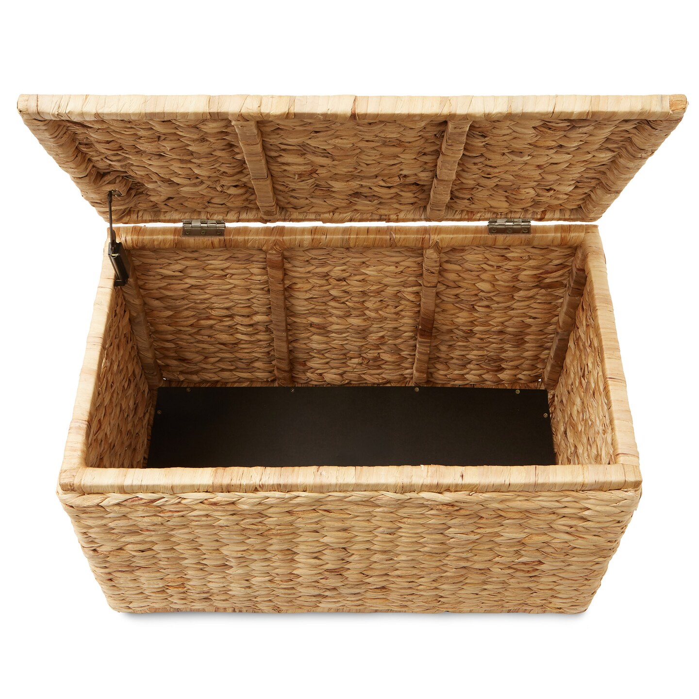Casafield 30&#x22; Storage Chest with Lid, Handles, and Safety Hinge - Water Hyacinth Wicker Storage Trunk for Entry Way, Living Room, Bedroom