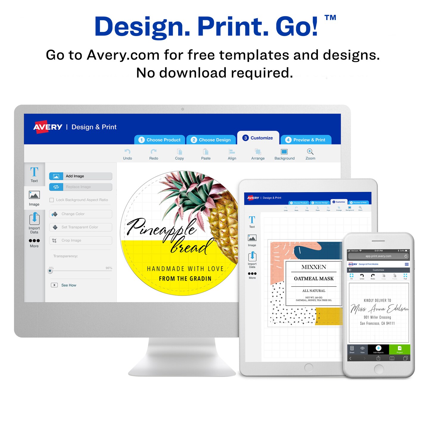 Avery Scallop Round Labels, Sure Feed, Permanent Adhesive, Textured White, 2-1/2" Diameter, 90 Labels (8218)