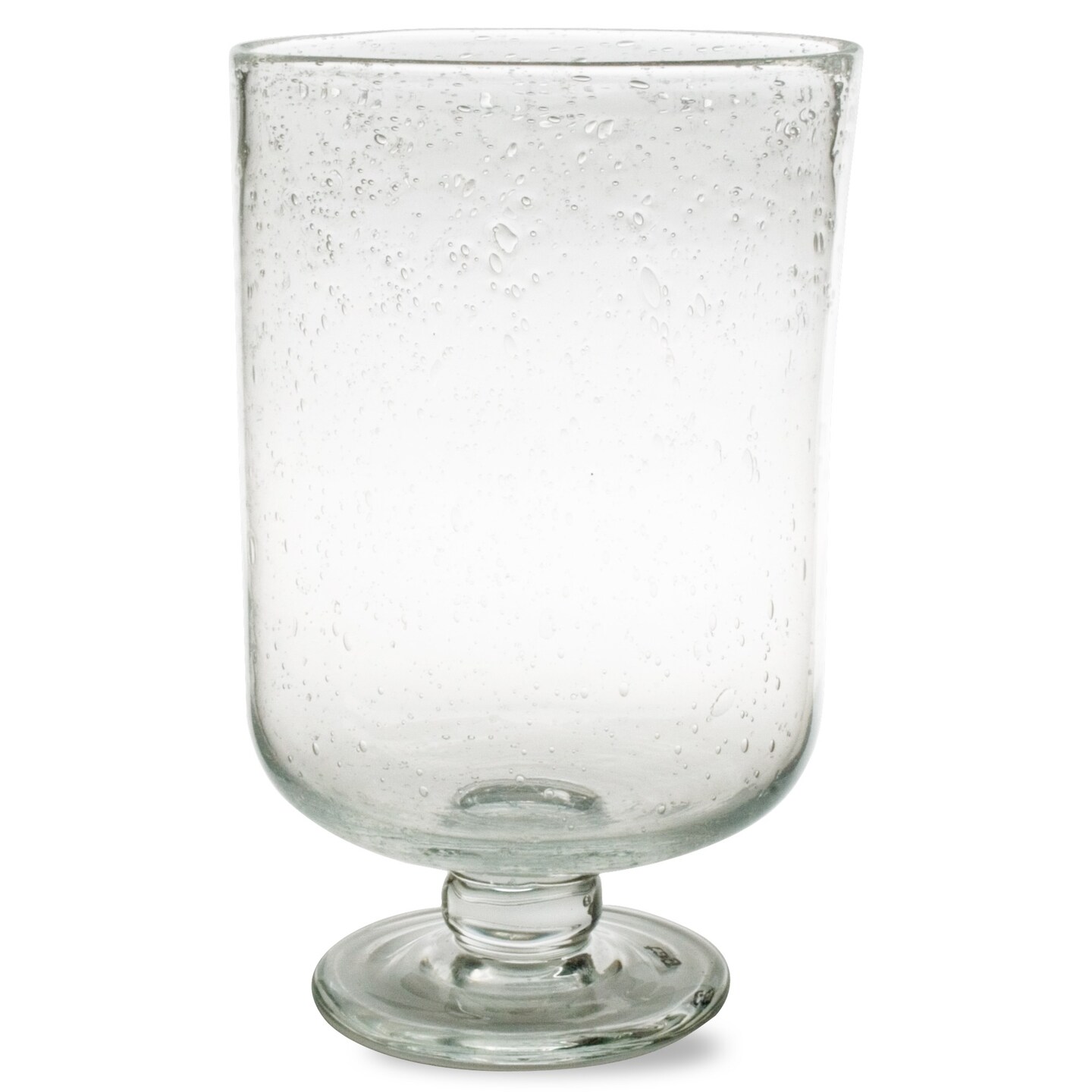 Clear Bubble Glass Hurricane Candle Holder Medium, 6.00L x 6.00W x 9.5H inches.