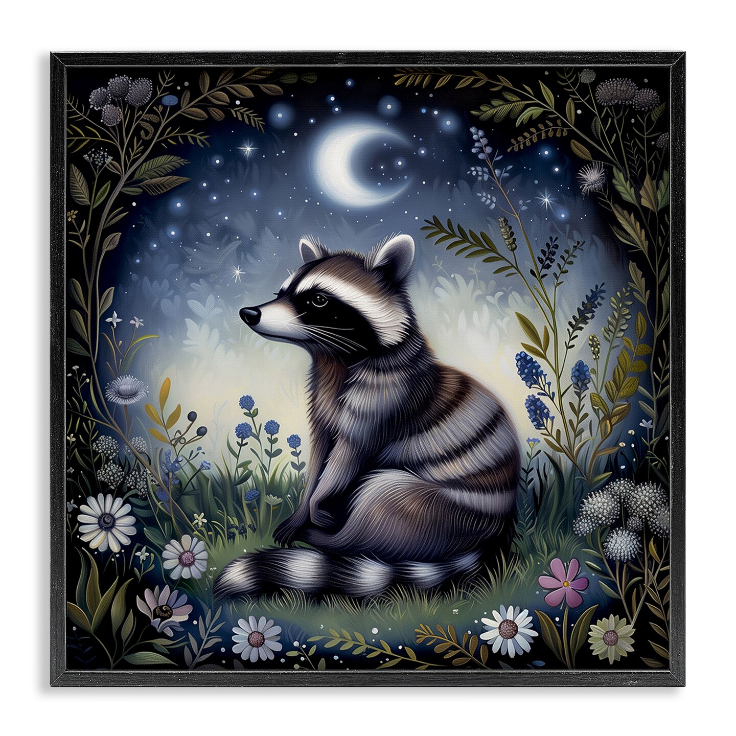 Stupell Industries Raccoon Under Night Forest Framed Giclee Wall Art Design by The Dutch Lady